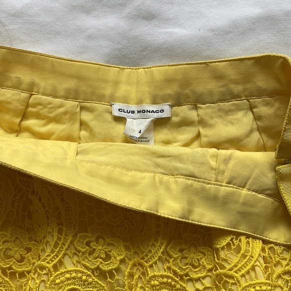 Club Monaco Yellow Crochet Lace Skirt - Picture 2 of 3